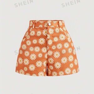 Orange floral shorts